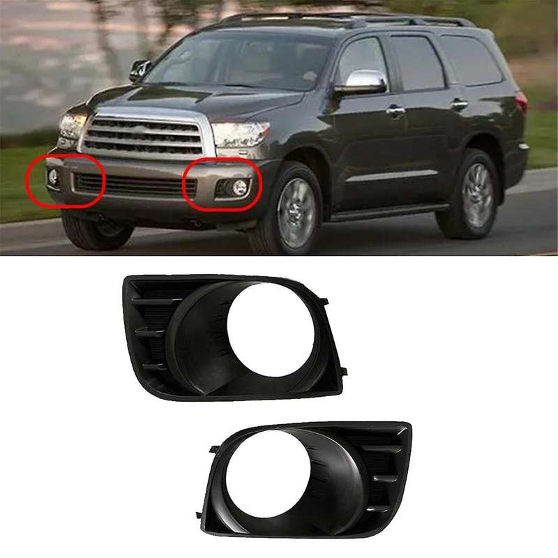 1pair Car Front Bumper Fog Lamp Bezel Trim Cover 81482-0c021 81481-0c021 for Sequoia 2008-2016 Fog L