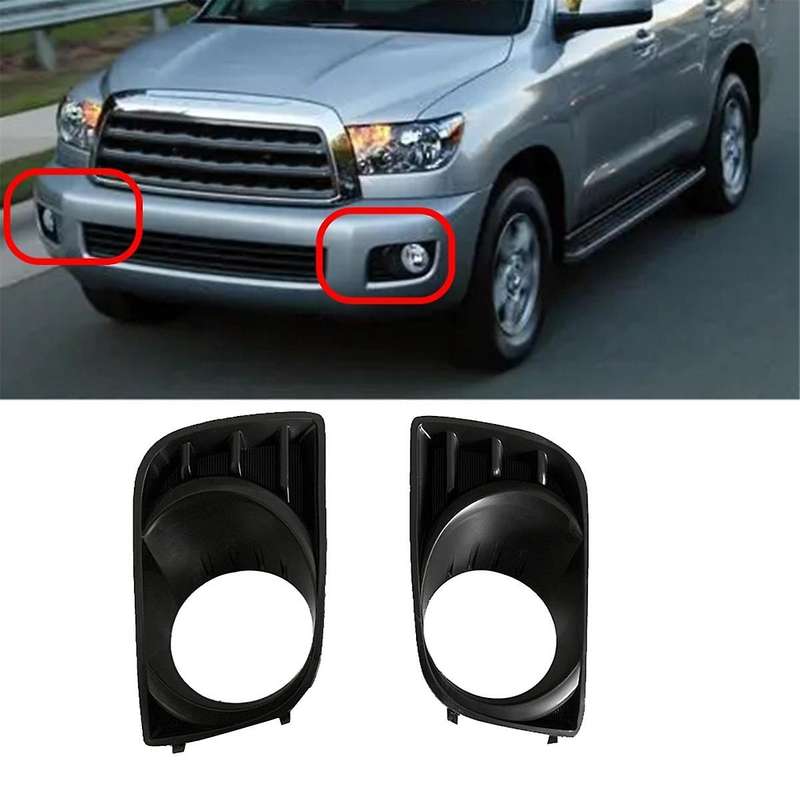 1pair Car Front Bumper Fog Lamp Bezel Trim Cover 81482-0c021 81481-0c021 for Sequoia 2008-2016 Fog L