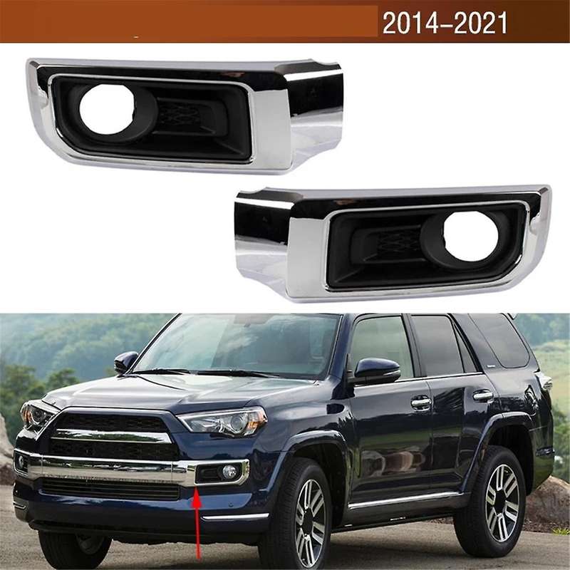 1pair Car Front Bumper Fog Lamp Trim Cover Fog Light Grille Frame for 4runner Limited 2014-2021