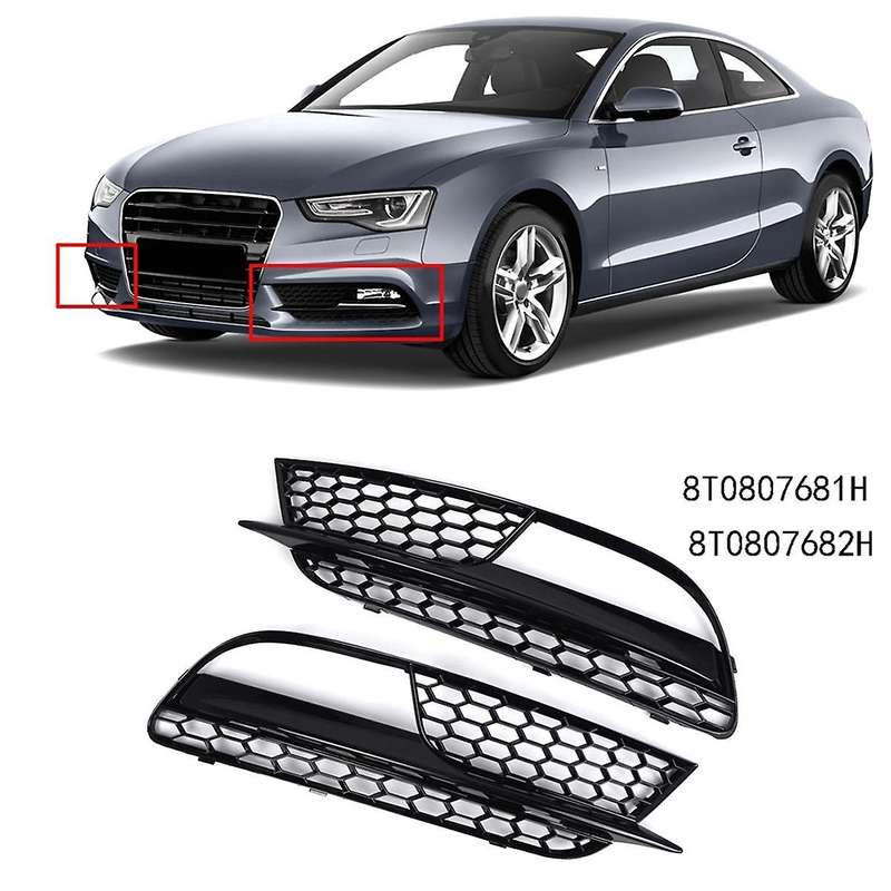 1Pair Car Front Bumper Fog Light Grille Cover Front Bumper Lower Grid for A5 2012-2015 8T0807681H 8