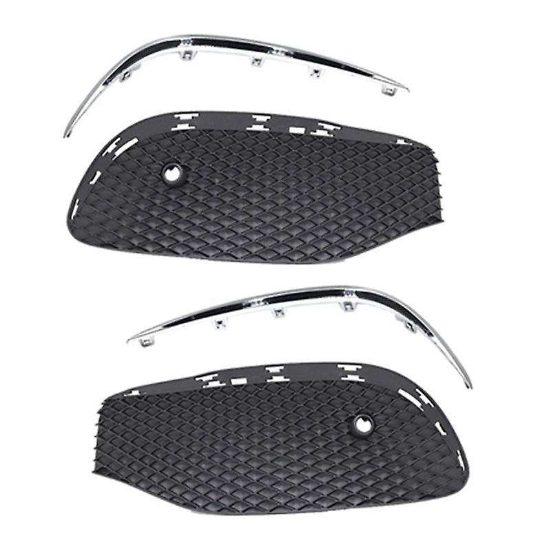 1pair Car Front Bumper Fog Light Grille Fog Lamp Grill Cover with Chrome Strip for E Class W213 201
