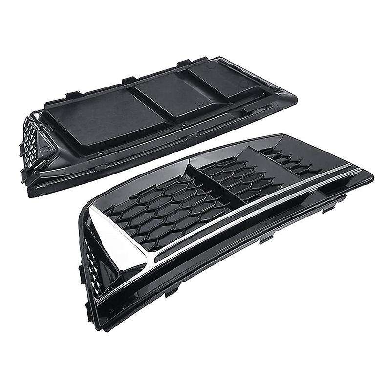 1Pair Car Front Bumper Fog Light Grille Grill, for  A4 B9 2017-2018 Fog Lamp Cover Honeycomb Mesh He
