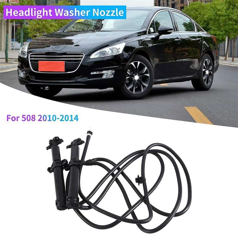 1pair Car Front Bumper Headlight Washer Nozzle Water Spray Jet for 508 2010-2014 6438ev