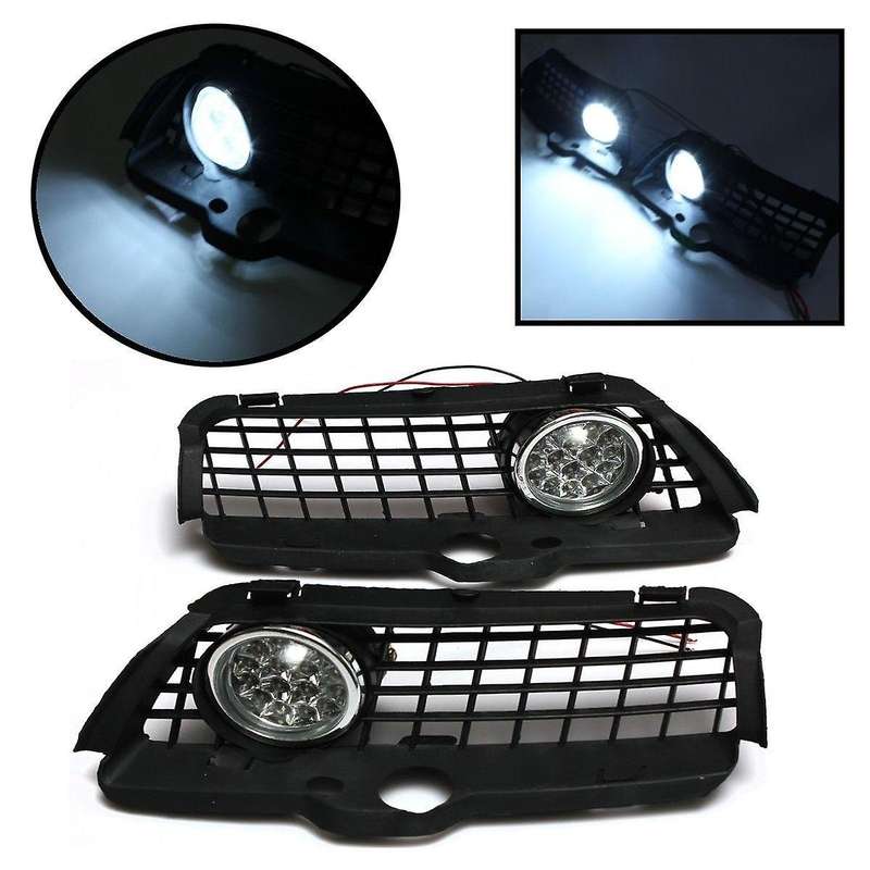 1pair Car Front Bumper Led Fog Lamp Grille Cover for Golf Mk3 1993-1998 White Drl Driving Led Fog L