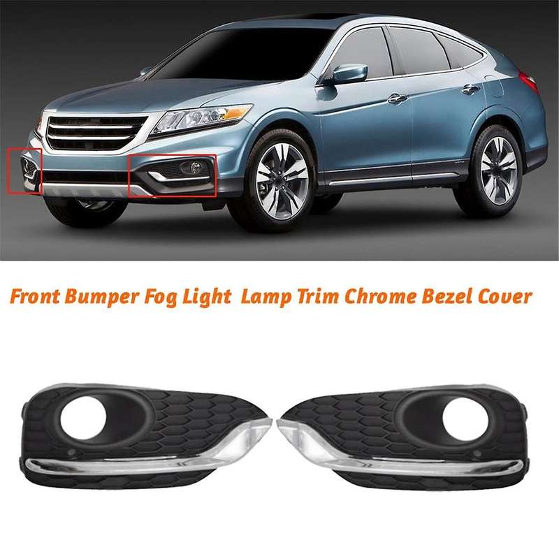 1pair Car Front Fog Lamp Trim Chrome Bezel Cover for Accord 2013-2018 Fog Light Bumper Grille Lid Fr