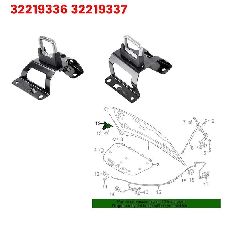 1Pair Car Front Hood Lock Bracket Safety Catch 32219336 32219337 for XC60 2018-2020 Bonnet Hook Catc