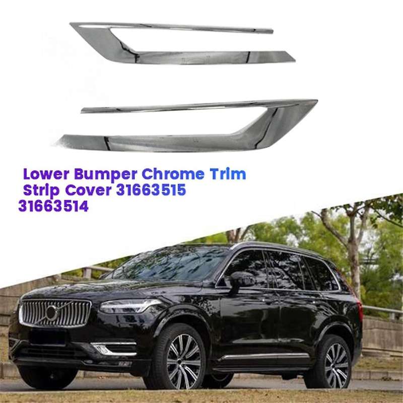 1Pair Car Front Lower Bumper Chrome Trim Strip Cover 31663515 31663514 for XC90 2019-2022 31663539