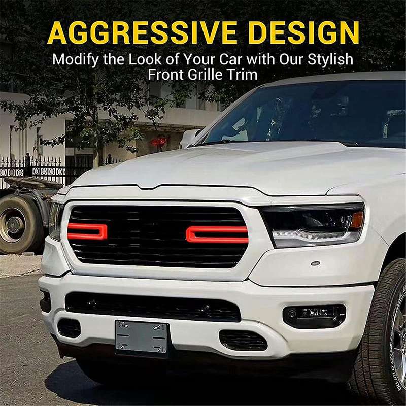 1pair Car Front Racing Grille Trim Cover for Ram 1500 2500 3500 4500 2018-2021 Center Mesh Insert D