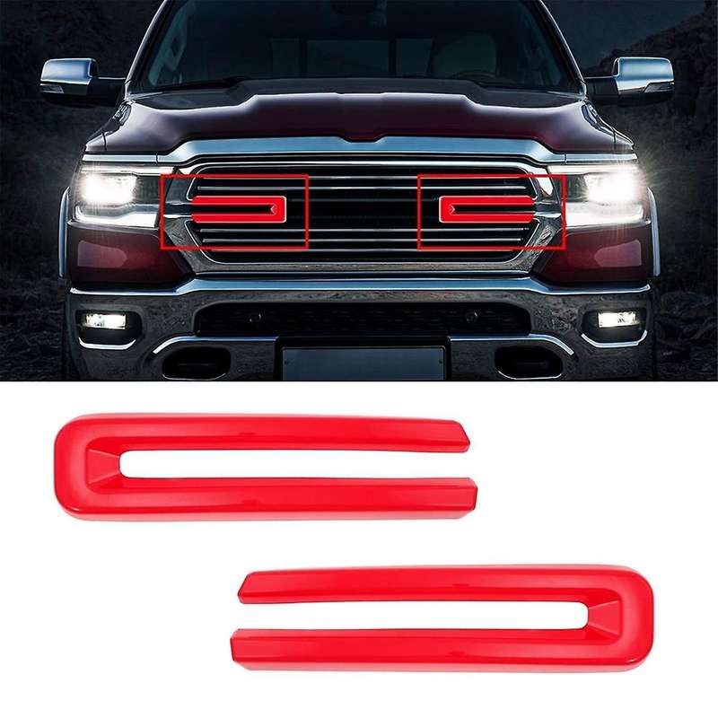 1pair Car Front Racing Grille Trim Cover for Ram 1500 2500 3500 4500 2018-2021 Center Mesh Insert D