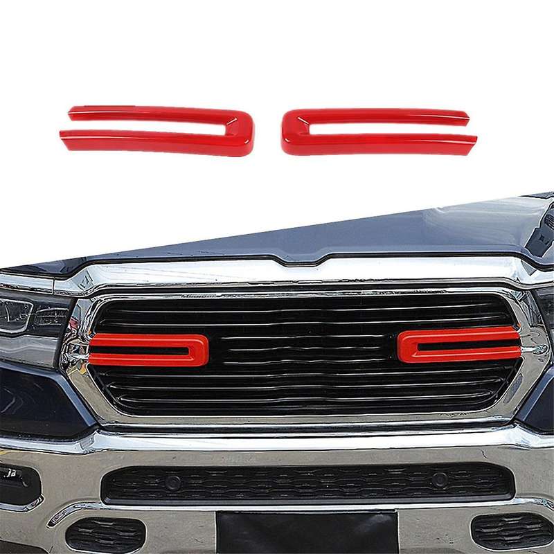 1pair Car Front Racing Grille Trim Cover for Ram 1500 2500 3500 4500 2018-2021 Center Mesh Insert D