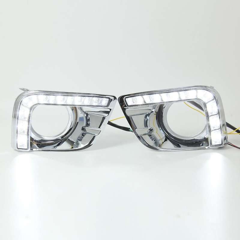 1Pair Car LED DRL Daytime Running Lights Fog Head Light for Land Cruiser 2700 Prado FJ150 LC150 2010