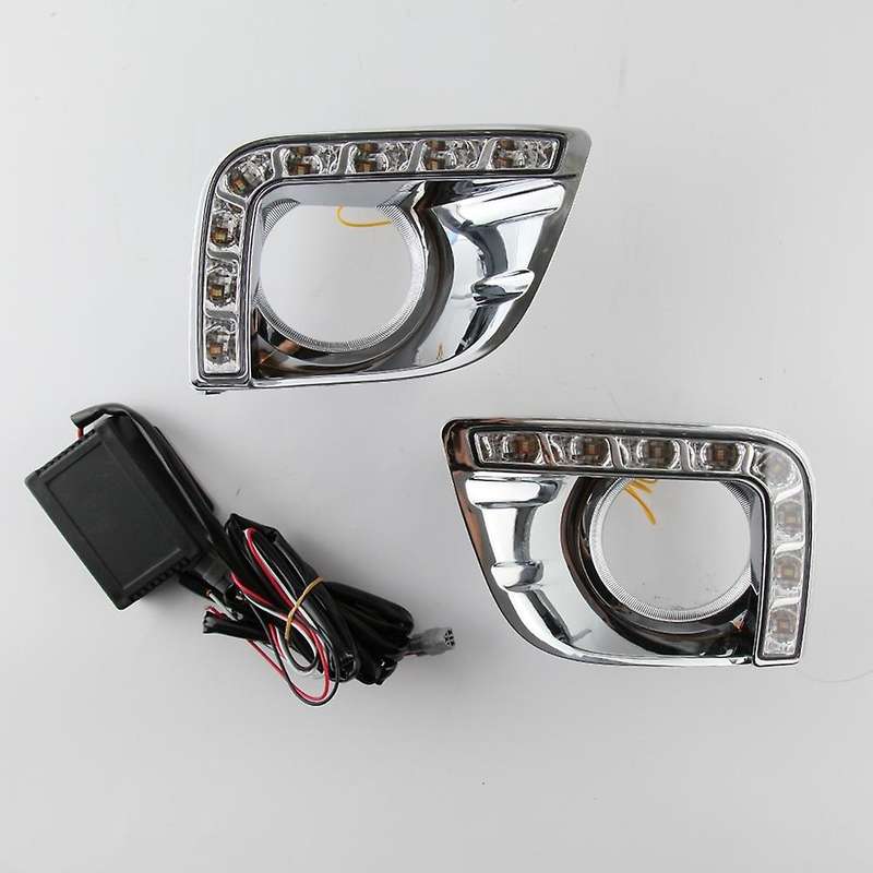 1Pair Car LED DRL Daytime Running Lights Fog Head Light for Land Cruiser 2700 Prado FJ150 LC150 2010