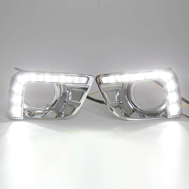 1Pair Car LED DRL Daytime Running Lights Fog Head Light for Land Cruiser 2700 Prado FJ150 LC150 2010