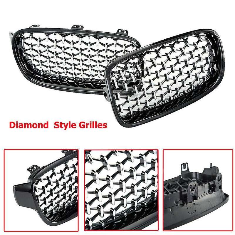 1Pair Car Mesh Front Bumper Kidney Grille Grill Fit for F30/31 2012-2017 51137260497 51137260498 Bla