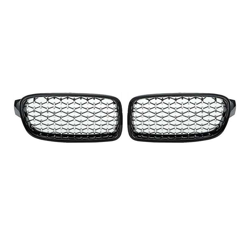 1Pair Car Mesh Front Bumper Kidney Grille Grill Fit for F30/31 2012-2017 51137260497 51137260498 Bla