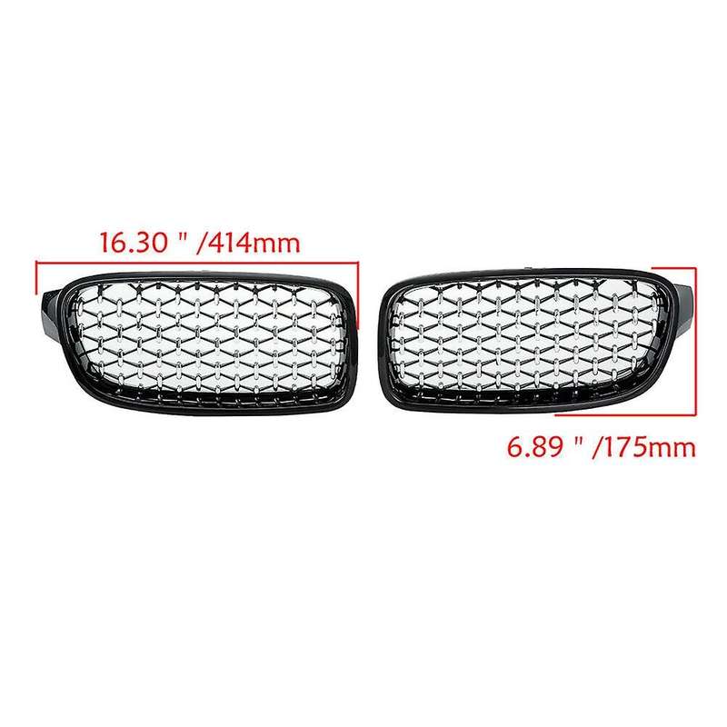 1Pair Car Mesh Front Bumper Kidney Grille Grill Fit for F30/31 2012-2017 51137260497 51137260498 Bla