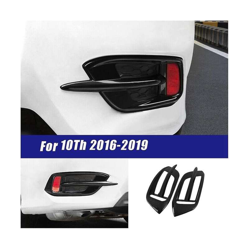 1pair Car Rear Bumper Fog Light Lamp Cover Trim for 10th 2016-2019 Abs Carbon Fiber Fog Lamp Frame
