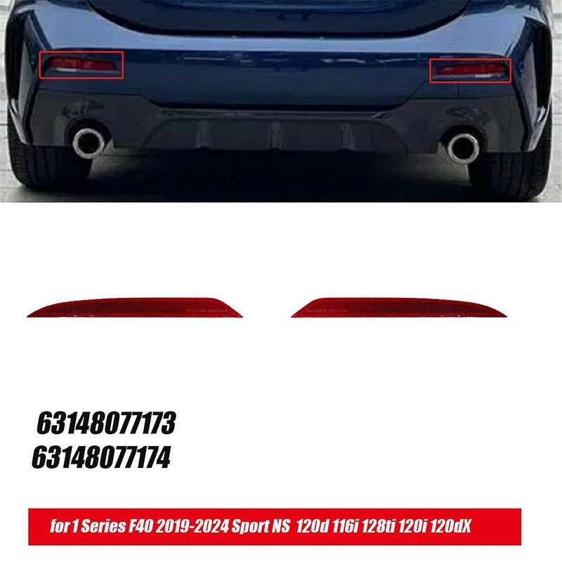 1Pair Car Rear Bumper Reflector Light Trim 63148077173 63148077174 for 1 Series F40 2019-2024 116I 1
