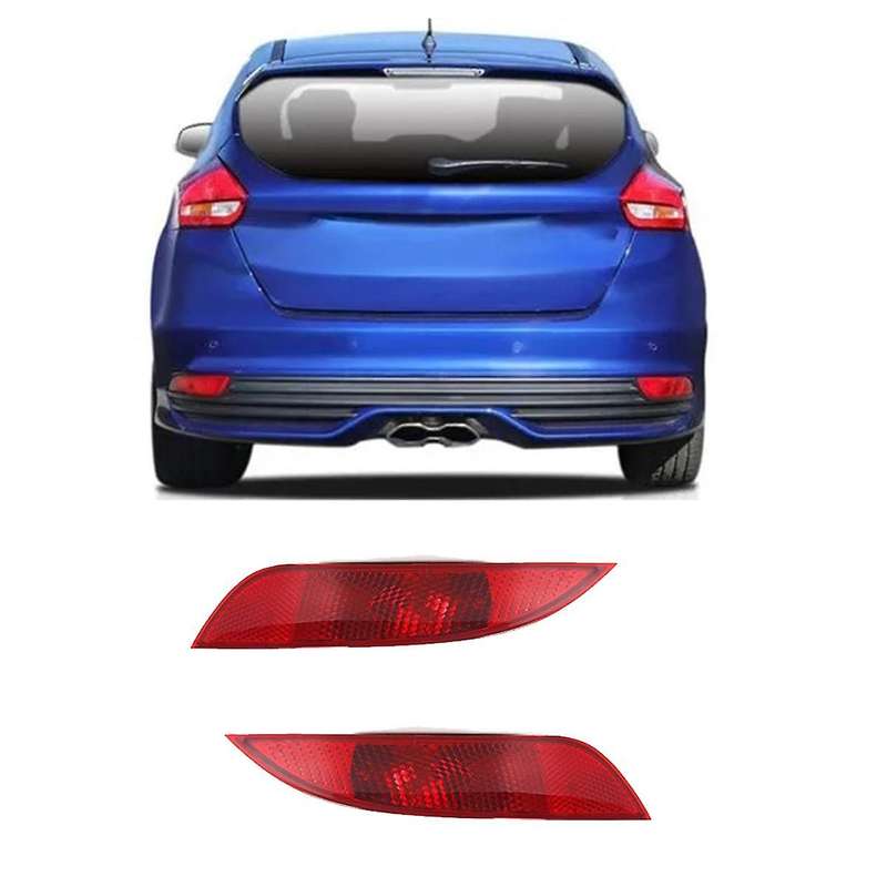1pair Car Rear Bumper Warning Lamp Reflector Trim Strip for Focus Hatchback 2015-2018 Tail Reflector