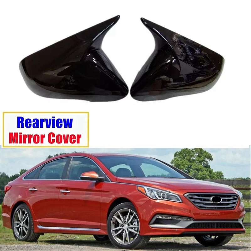 1Pair Car Rearview Mirror Cover Ox Horn Side Mirror Shell for 2015-2019 Reverse Caps Trim Housing