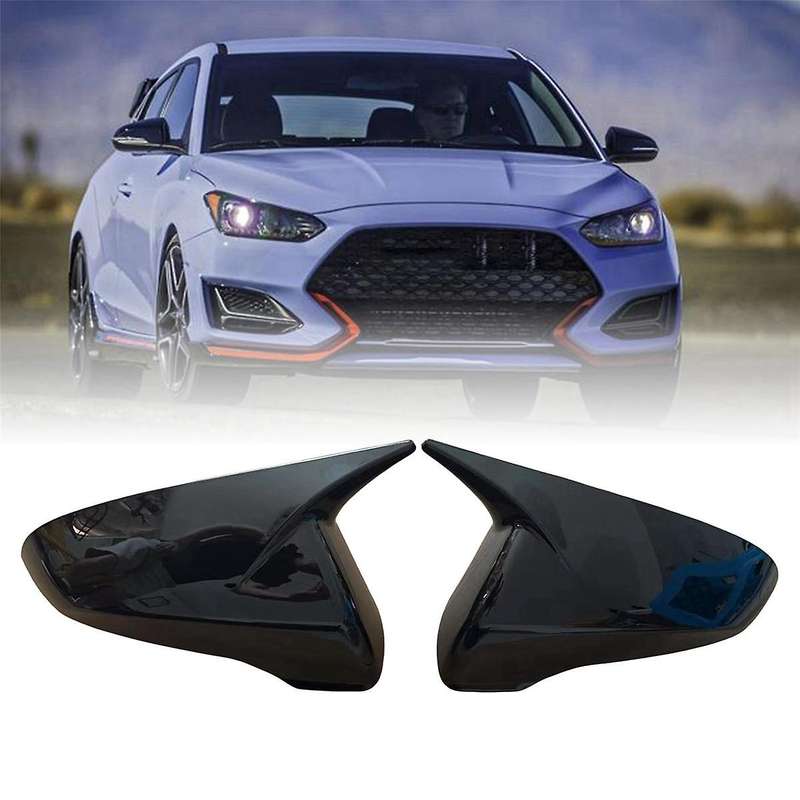 1pair Car Rearview Mirror Cover for 2018-2024 Ox Horn Side Mirror Shell Reverse Caps Trim Glossy Bla
