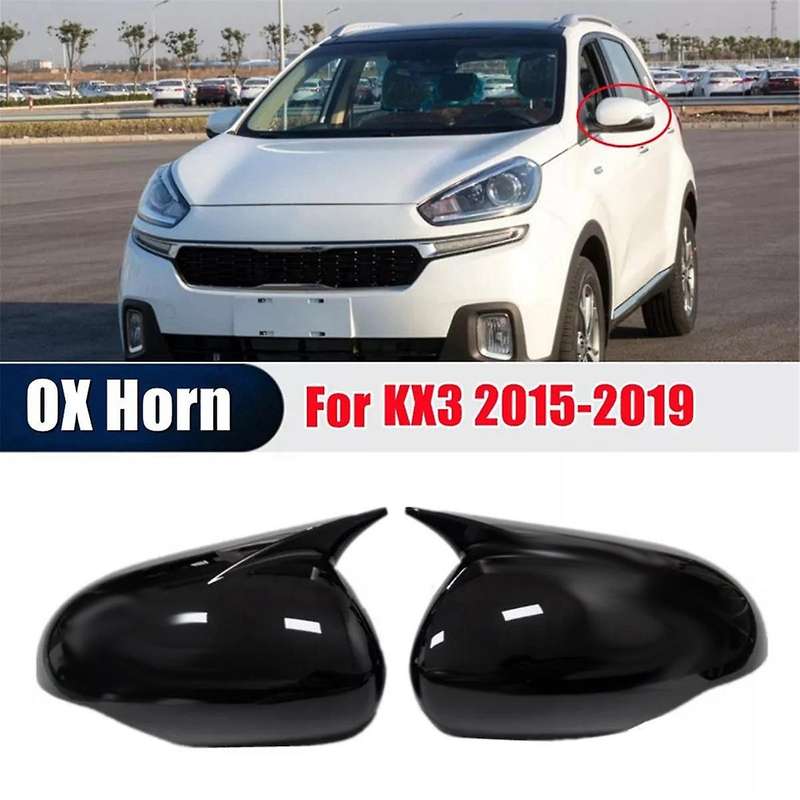 1Pair Car Rearview Mirror Housing OX Horn Trim Cover for KX3 2015-2019 Side Door Mirror Cover Cap Gl