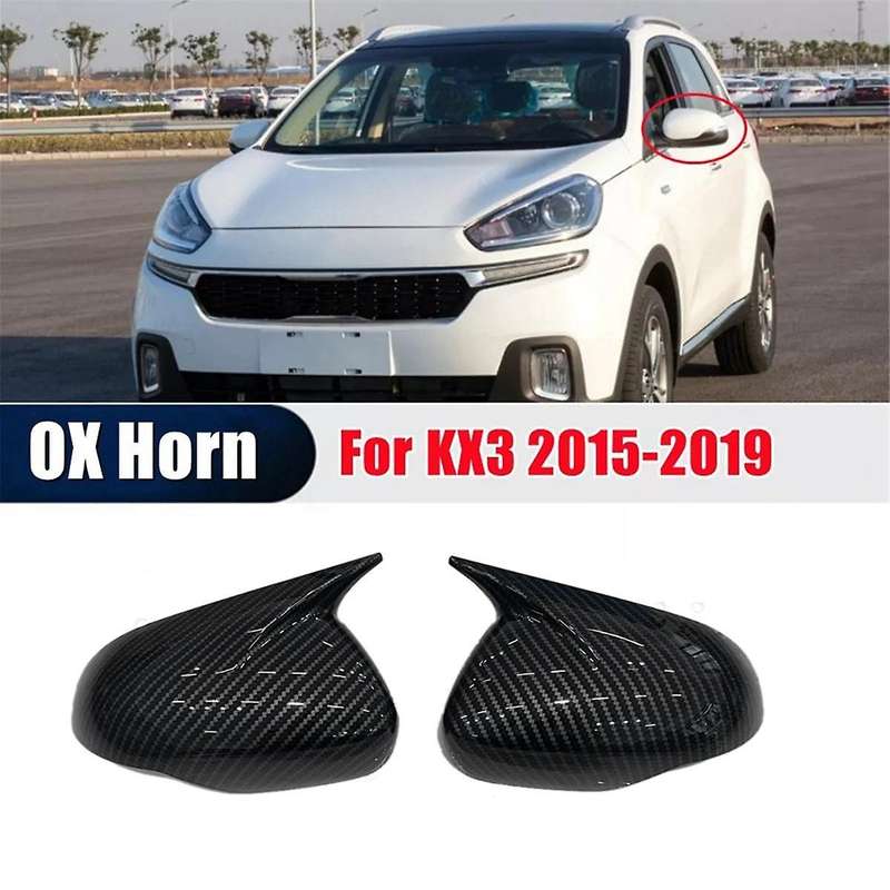 1Pair Car Rearview Mirror Housing OX Horn Trim Cover for KX3 2015-2019 Side Door Mirror Cover Cap Ca
