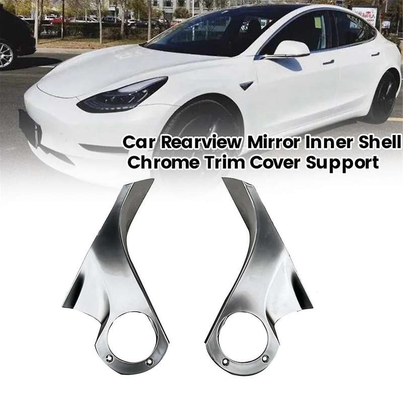 1Pair Car Rearview Mirror Inner Chrome Trim Cover for 2015-2020 Mirror Holder Upper Cover Support