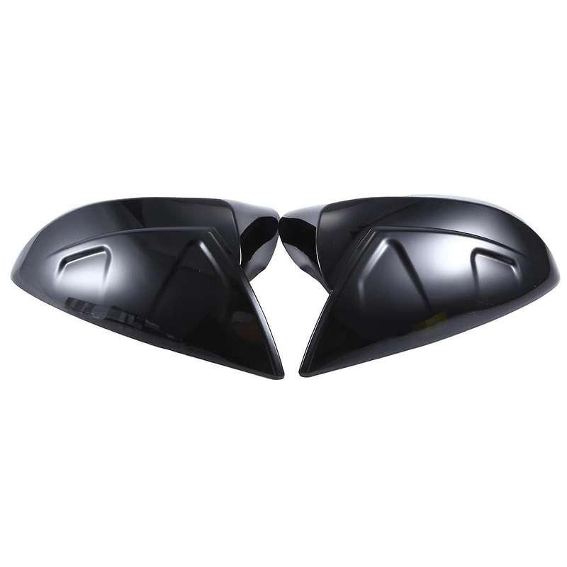 1Pair Car Snap Clip Gloss Black Cow Horn Rear View Mirror Housing Reversing Mirror Housing(LH+RH) f