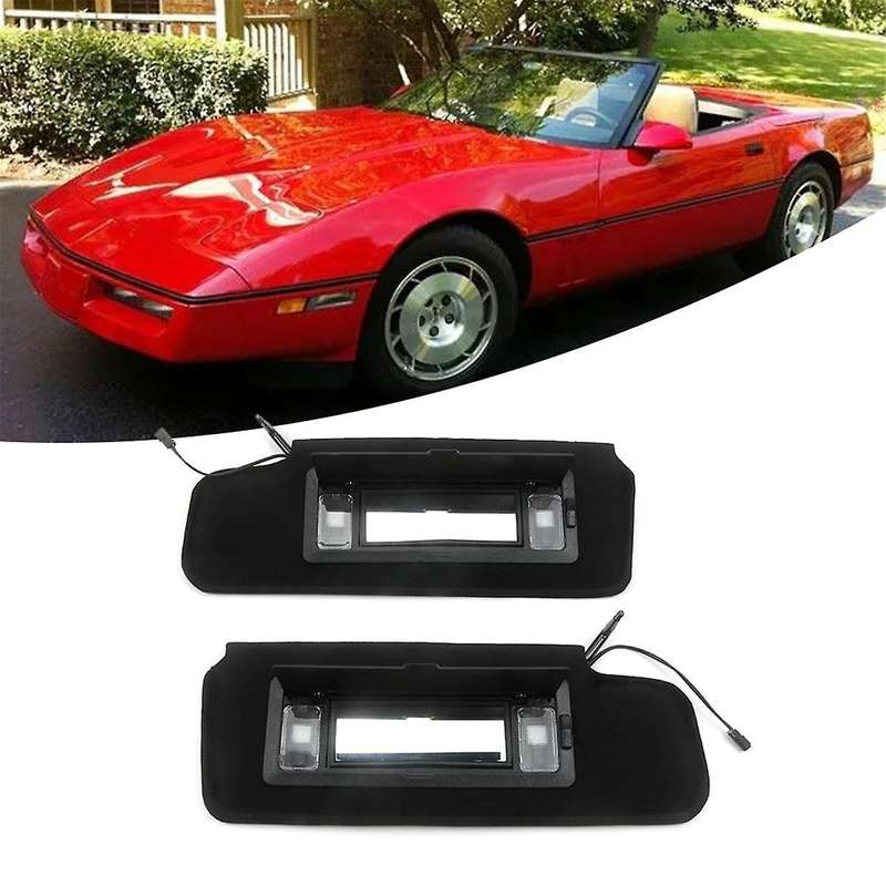 1Pair Car Sun Visors Shades W/LED Light 12459827 14081826 for C4 1984-1996 Sunvisors Vanity Mirror