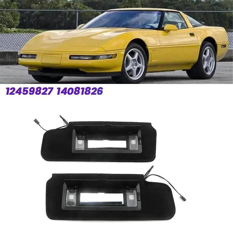 1Pair Car Sun Visors Shades W/LED Light 12459827 14081826 for C4 1984-1996 Sunvisors Vanity Mirror