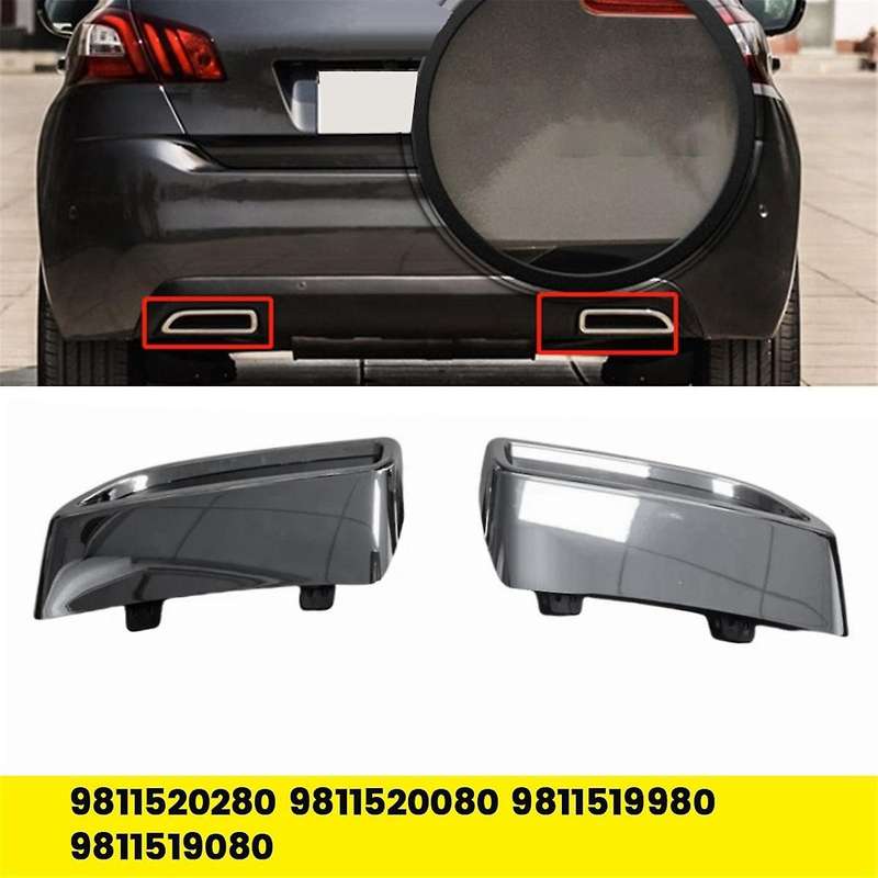 1Pair Car Tail Throat Exhaust Pipe Cover Trim 9811520280 9811520080 for 308S 2015-2020 Rear Bumper B