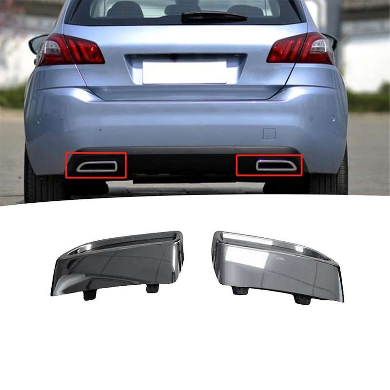 1Pair Car Tail Throat Exhaust Pipe Cover Trim 9811520280 9811520080 for 308S 2015-2020 Rear Bumper B