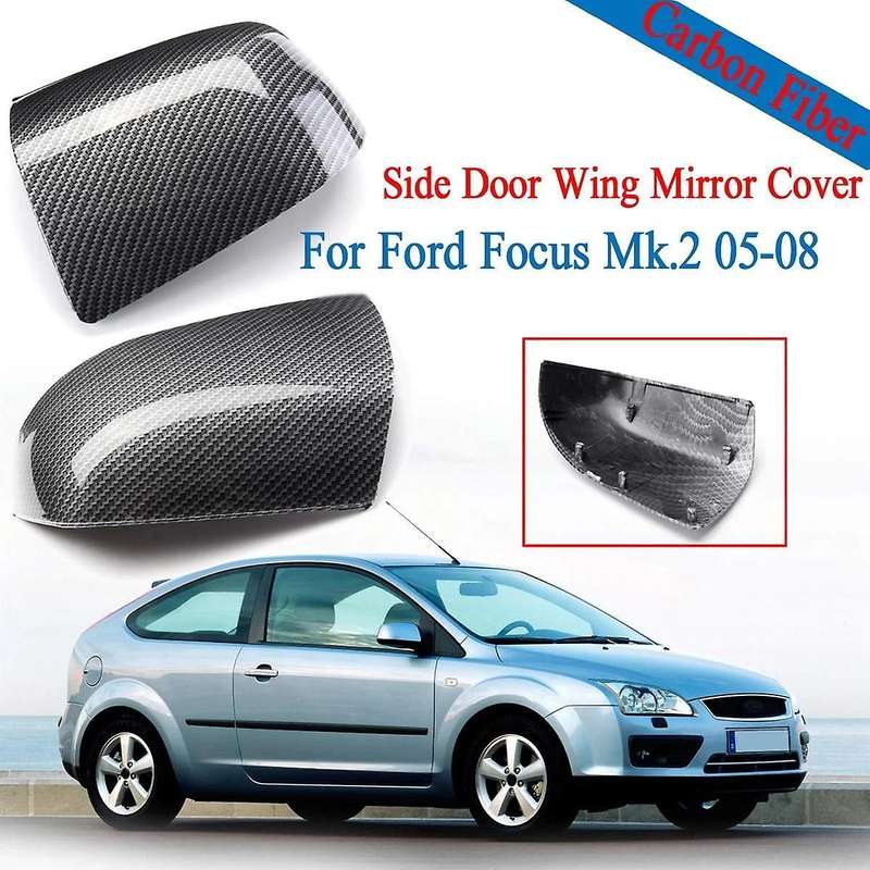 1Pair Carbon Fiber Style Side Door Wing Mirror Cover Rear View Mirror Caps for Focus Mk2 2005-2008 1