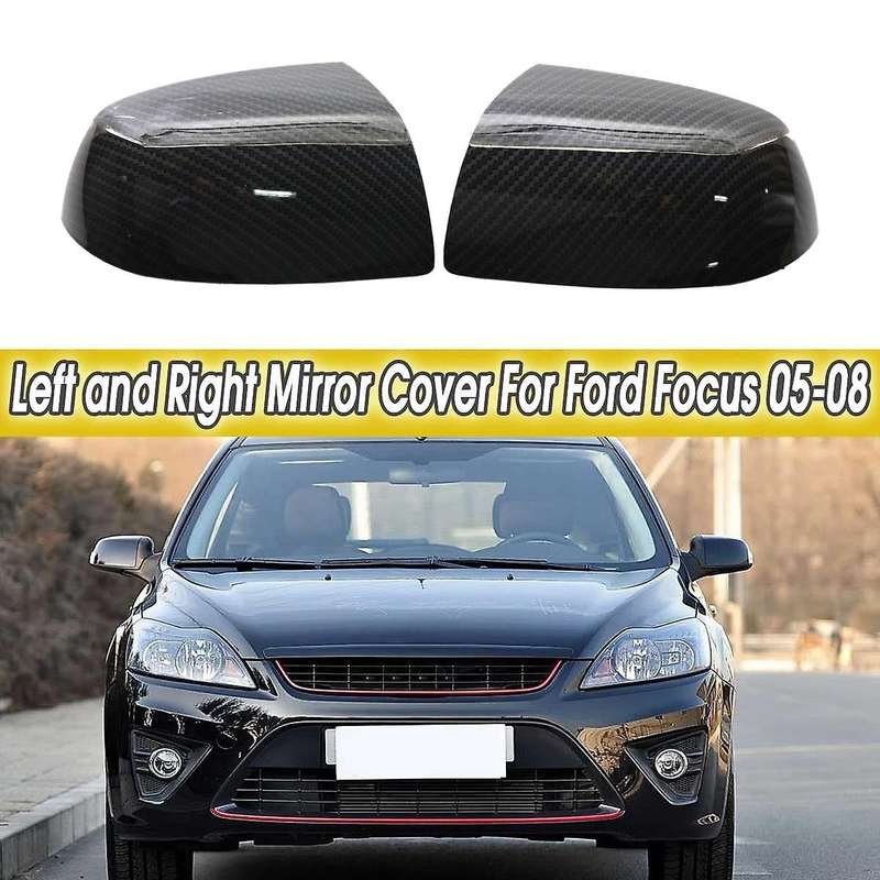 1Pair Carbon Fiber Style Side Door Wing Mirror Cover Rear View Mirror Caps for Focus Mk2 2005-2008 1