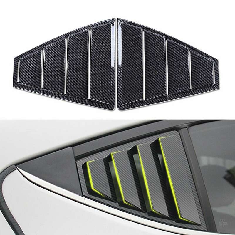 1Pair Carbon Fiber Look Side Window Louvers Sun Shade Cover for 2017-2019