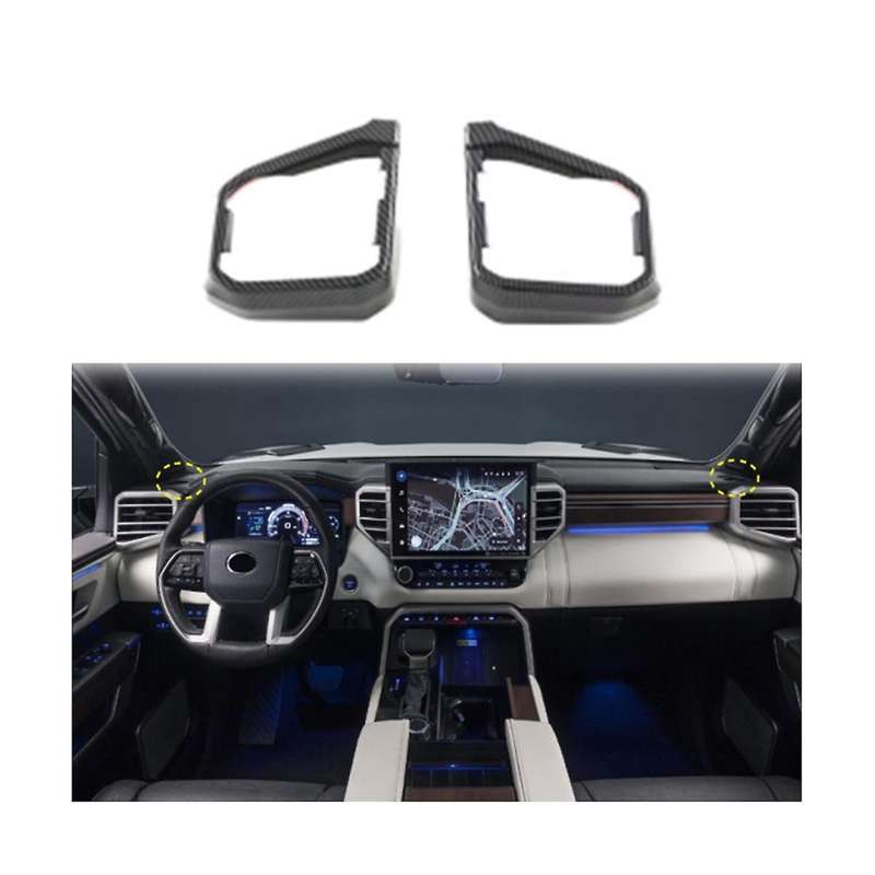 1pair Carbon Fiber Front Conditioner Air Outlet Decorative Frame Interior Trim Strip Patch for 2022