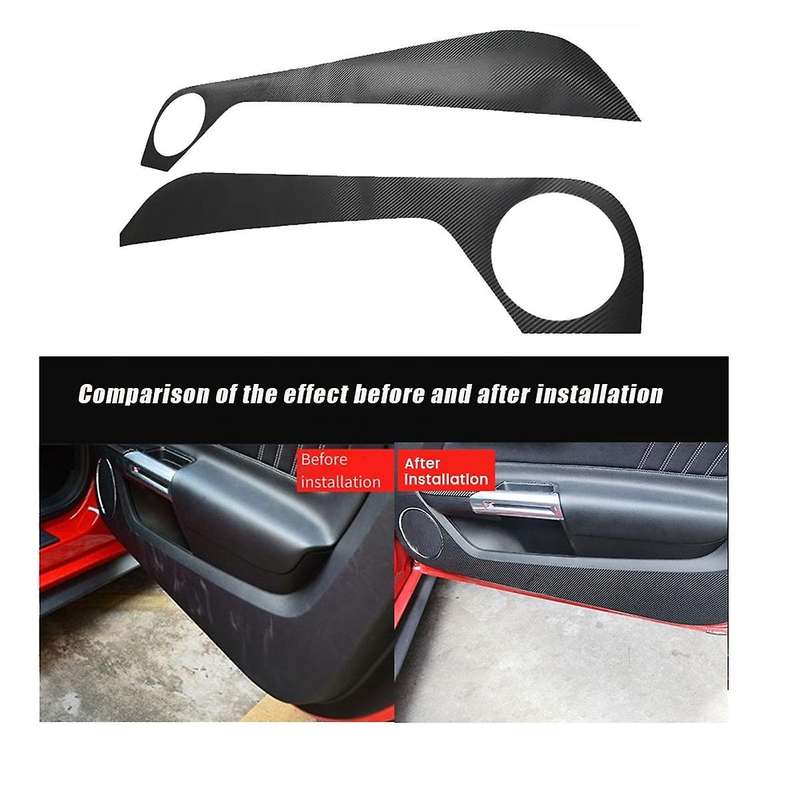 1Pair Door Panel Anti Kick Pad Stickers Trim Protector Film for 2015-2024 Black Carbon Fiber Sticker