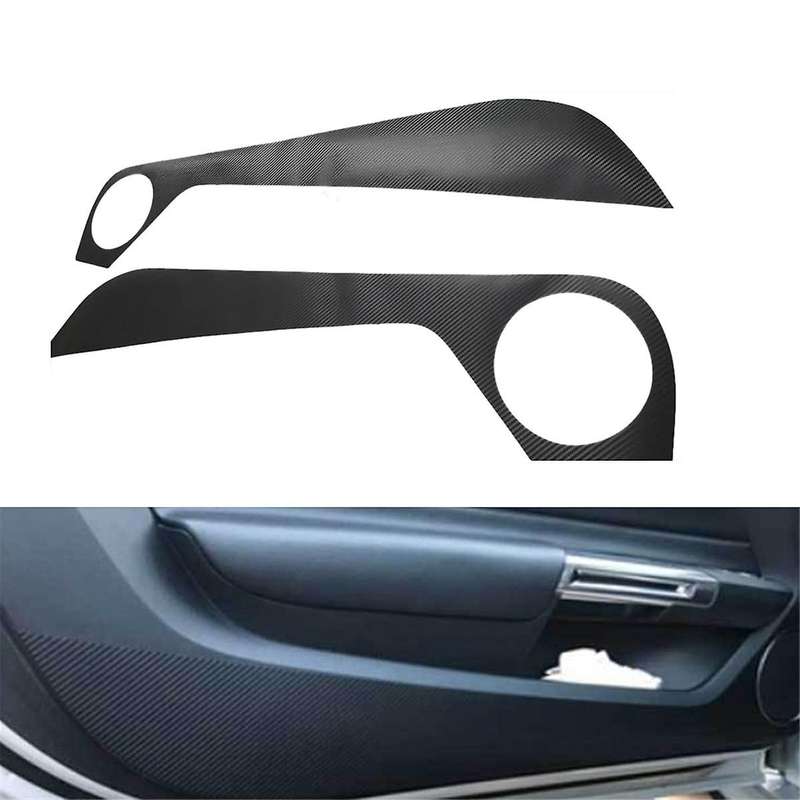 1Pair Door Panel Anti Kick Pad Stickers Trim Protector Film for 2015-2024 Black Carbon Fiber Sticker