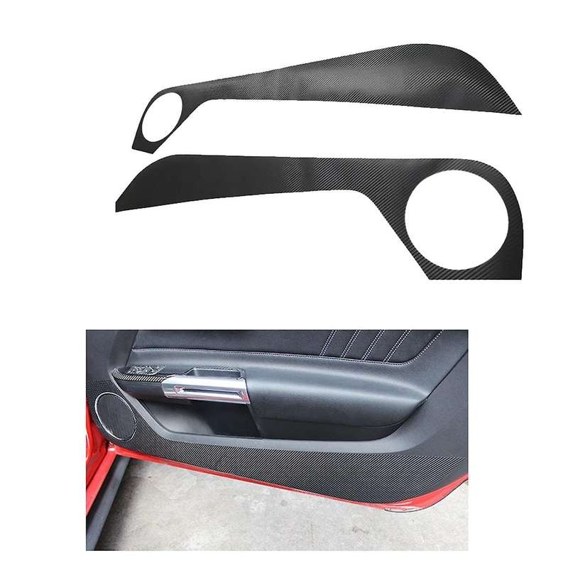 1Pair Door Panel Anti Kick Pad Stickers Trim Protector Film for 2015-2024 Black Carbon Fiber Sticker