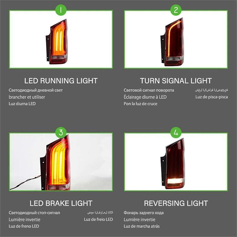 1Pair Flowing Rear LED Brake Taillight A4478200164 A4478200064 for W447 Metris 2014-2021 Dynamic Tur