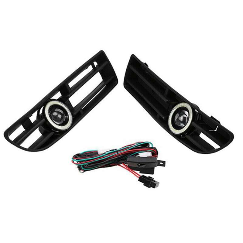 1Pair Fog Lights Angel Eyes Lamp Front Bumper Grille Cover with Wire Kit for MK4 1999-2004
