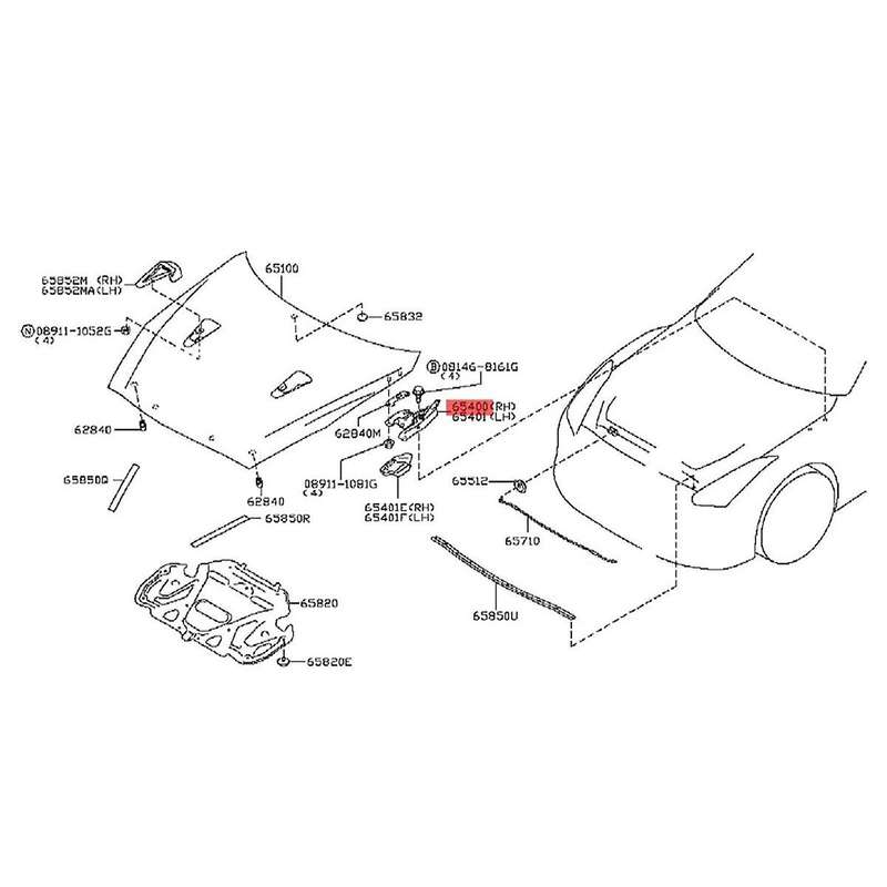 1pair Front Bonnet Hood Hinge 65401-jf00b 65400-jf00b for Q50 Q60 Q70 Q70l 2014-2018 Hood Pivot Swiv