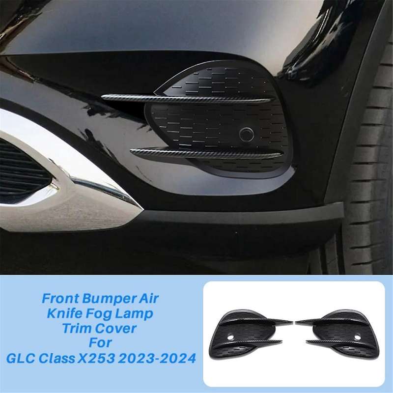 1pair Front Bumper Air Knife Fog Lamp Trim Cover for Glc Class X253 2023-2024 Lip Spoiler Grille B
