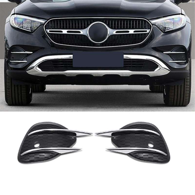 1pair Front Bumper Air Knife Fog Lamp Trim Cover for Glc Class X253 2023-2024 Lip Spoiler Grille A