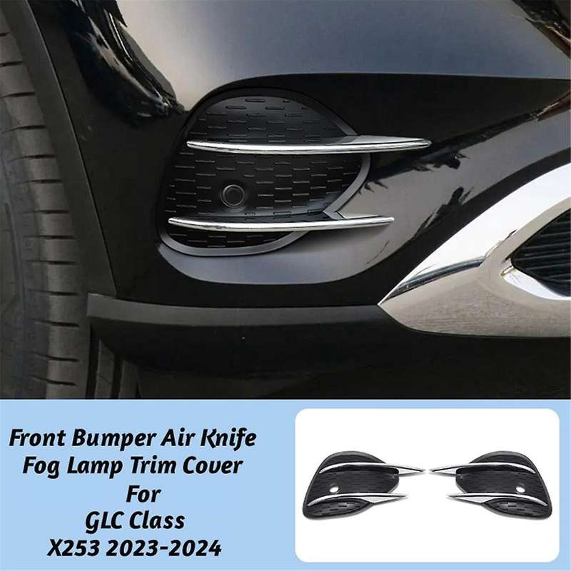 1pair Front Bumper Air Knife Fog Lamp Trim Cover for Glc Class X253 2023-2024 Lip Spoiler Grille A