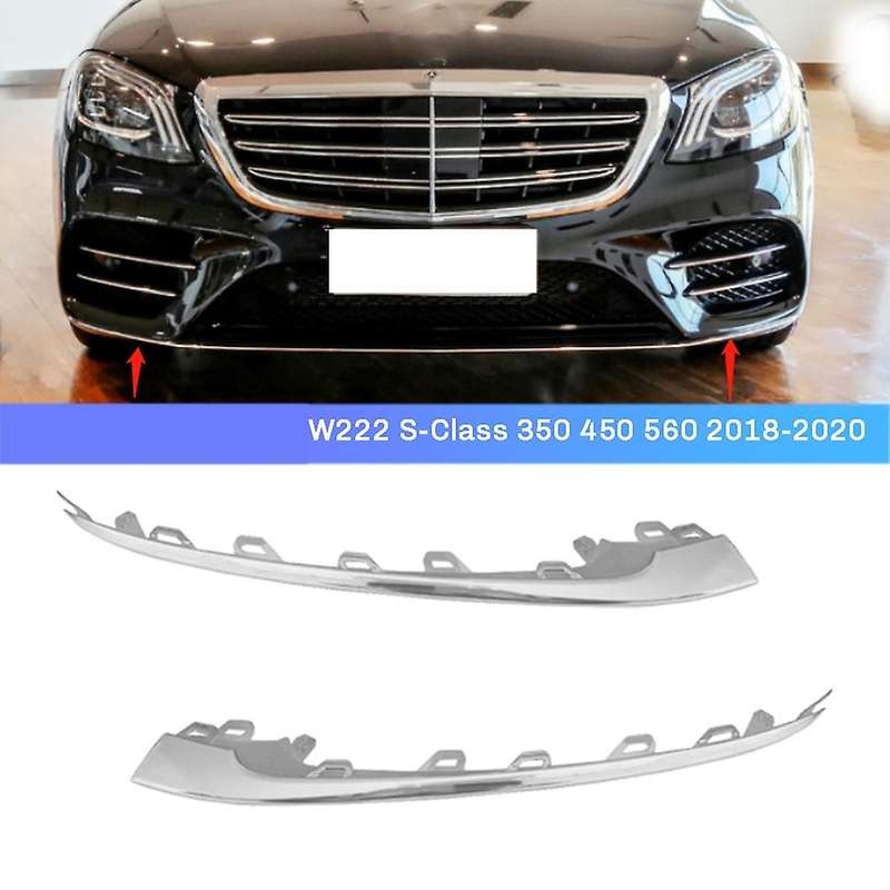 1Pair Front Bumper Bright Strip Lip Trim Chrome Molding for W222 S450/560 2018-2020 A2228857700,A222