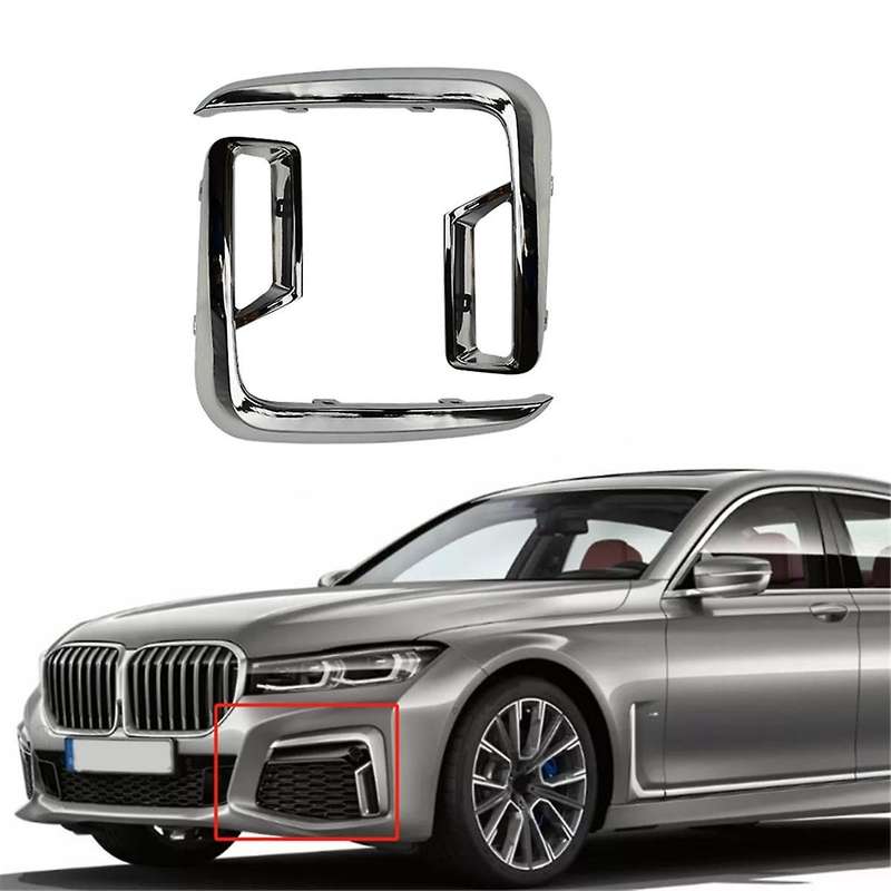 1Pair Front Bumper Fog Lamp Frame Grille Chrome Trim Strips for 7 Series G11 G12 19-2022 51118079585