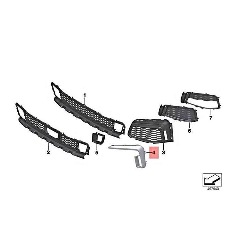 1Pair Front Bumper Fog Lamp Frame Grille Chrome Trim Strips for 7 Series G11 G12 19-2022 51118079585