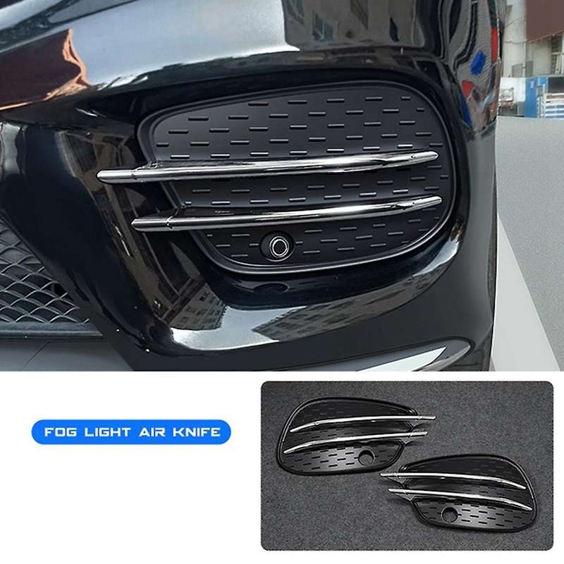 1pair Front Bumper Fog Lamp Air Knife Trim Cover for Gls W166 X166 2015-2019 Chrome Splitter Grille